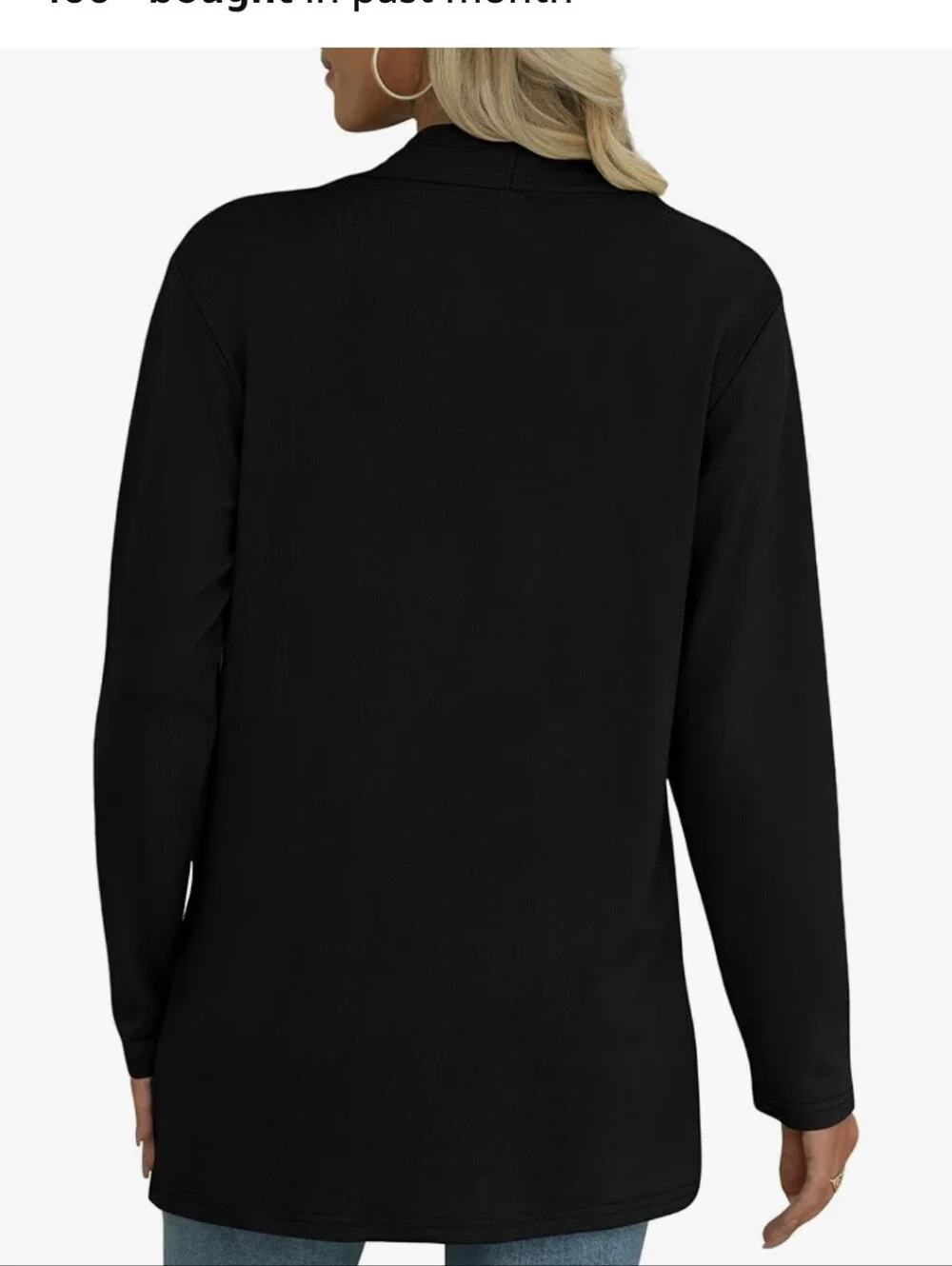 Black Open Front Long Sleeve Women's Cardigan Sweater XL